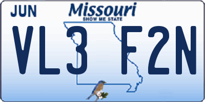 MO license plate VL3F2N