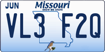 MO license plate VL3F2Q