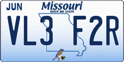 MO license plate VL3F2R