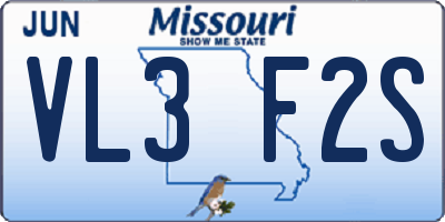 MO license plate VL3F2S