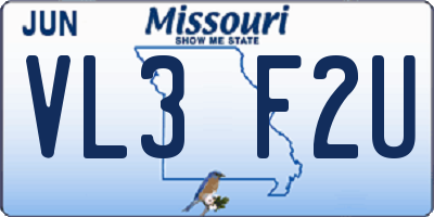 MO license plate VL3F2U