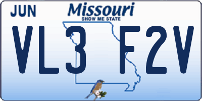 MO license plate VL3F2V