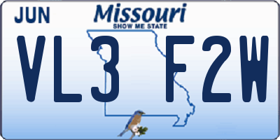 MO license plate VL3F2W
