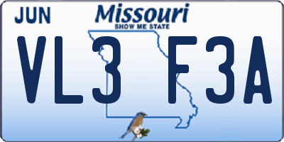 MO license plate VL3F3A