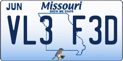 MO license plate VL3F3D