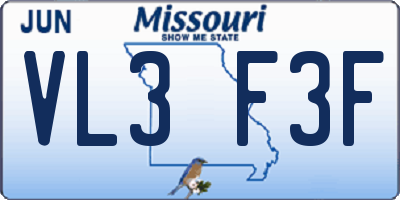 MO license plate VL3F3F