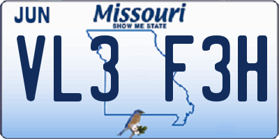MO license plate VL3F3H