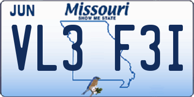 MO license plate VL3F3I