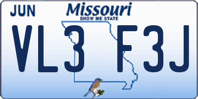 MO license plate VL3F3J