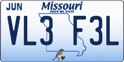 MO license plate VL3F3L