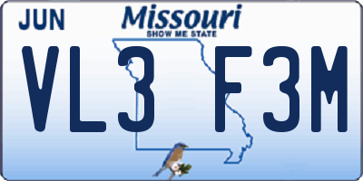 MO license plate VL3F3M