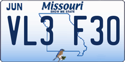 MO license plate VL3F3O