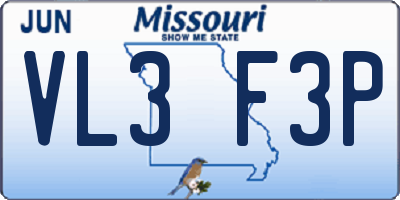 MO license plate VL3F3P