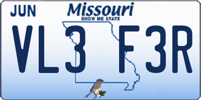 MO license plate VL3F3R