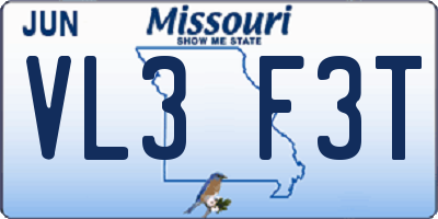 MO license plate VL3F3T