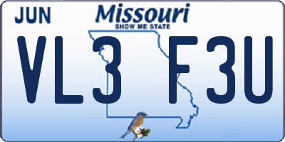 MO license plate VL3F3U