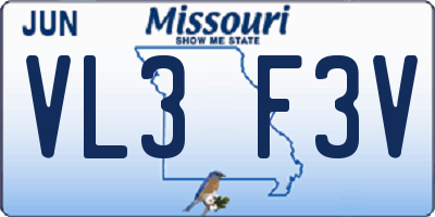 MO license plate VL3F3V