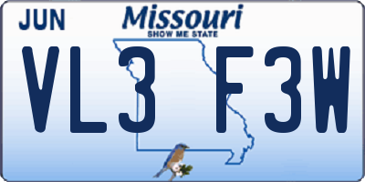 MO license plate VL3F3W