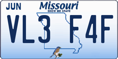 MO license plate VL3F4F