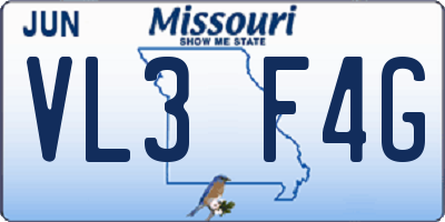 MO license plate VL3F4G
