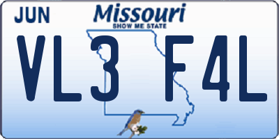 MO license plate VL3F4L