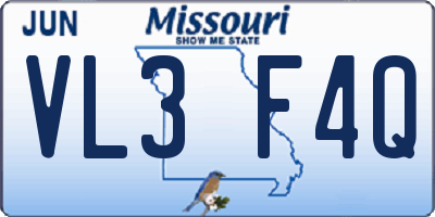 MO license plate VL3F4Q