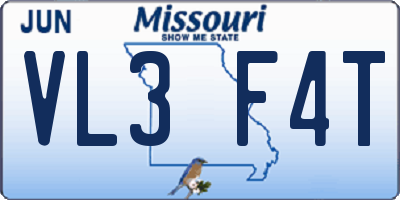 MO license plate VL3F4T