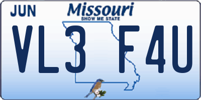 MO license plate VL3F4U