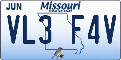 MO license plate VL3F4V