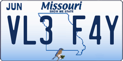 MO license plate VL3F4Y