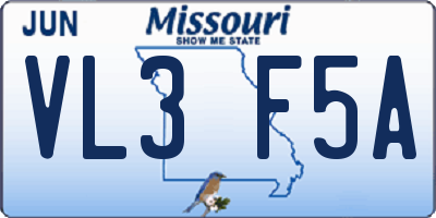 MO license plate VL3F5A