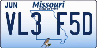 MO license plate VL3F5D