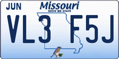 MO license plate VL3F5J