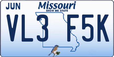 MO license plate VL3F5K