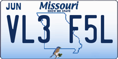 MO license plate VL3F5L