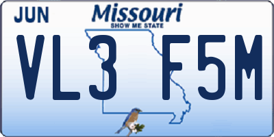MO license plate VL3F5M