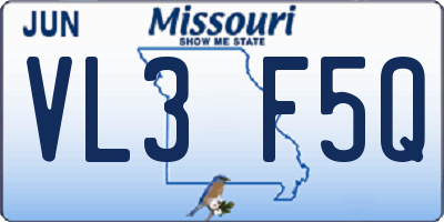 MO license plate VL3F5Q
