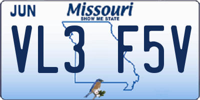 MO license plate VL3F5V