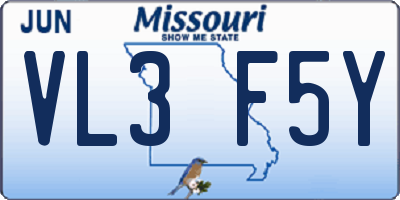 MO license plate VL3F5Y