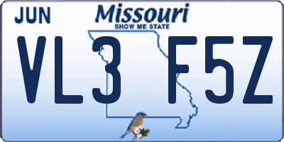 MO license plate VL3F5Z