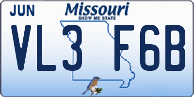 MO license plate VL3F6B