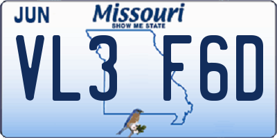 MO license plate VL3F6D