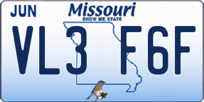 MO license plate VL3F6F