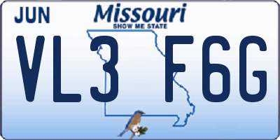 MO license plate VL3F6G