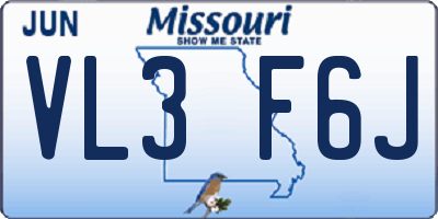MO license plate VL3F6J