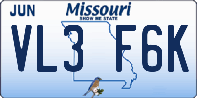 MO license plate VL3F6K
