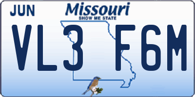 MO license plate VL3F6M