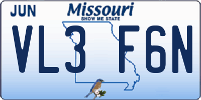 MO license plate VL3F6N