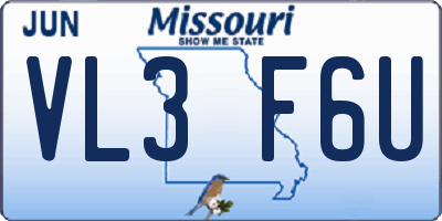 MO license plate VL3F6U