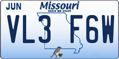 MO license plate VL3F6W